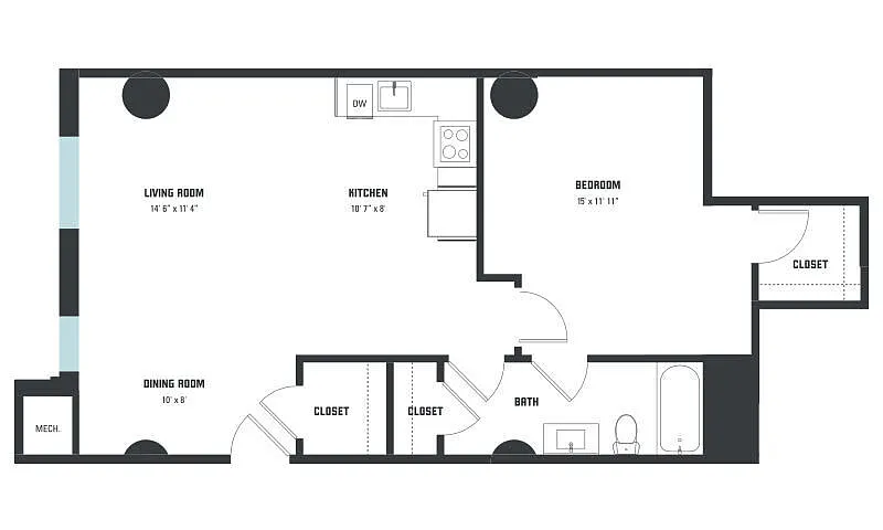 Floor plan A18 One Bedroom