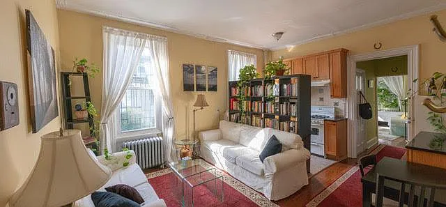 Living room with view of garden.