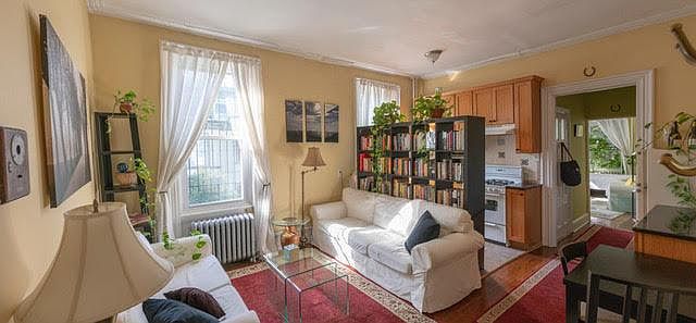 Living room with view of garden.