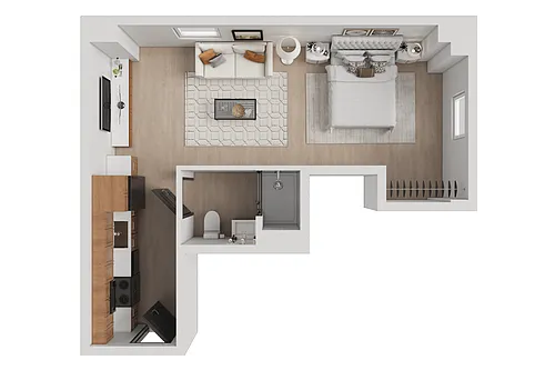 Floor plan C-80% income restricted studio