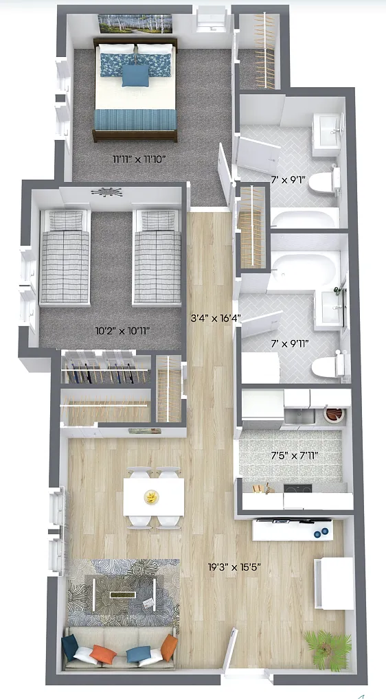 Floor plan Two Bedroom Medley