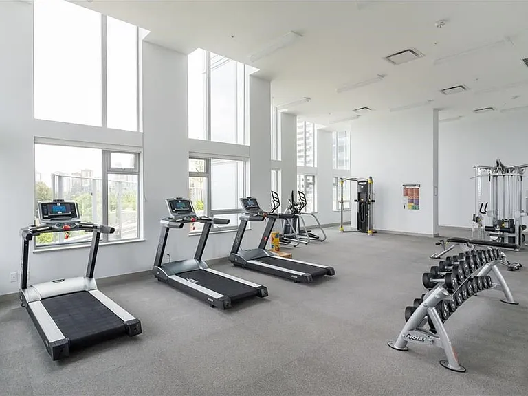 Gym now features 15 machines and 4 treadmills, situated on the 15th floor with a garden and yoga room access.