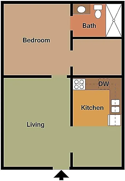 Floor plan One Bedroom First Floor End Unit