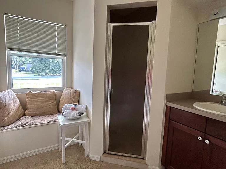 Window Seat, Shower, & Vanity