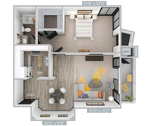 Floor plan H_1B1B_658SF_300-Standard
