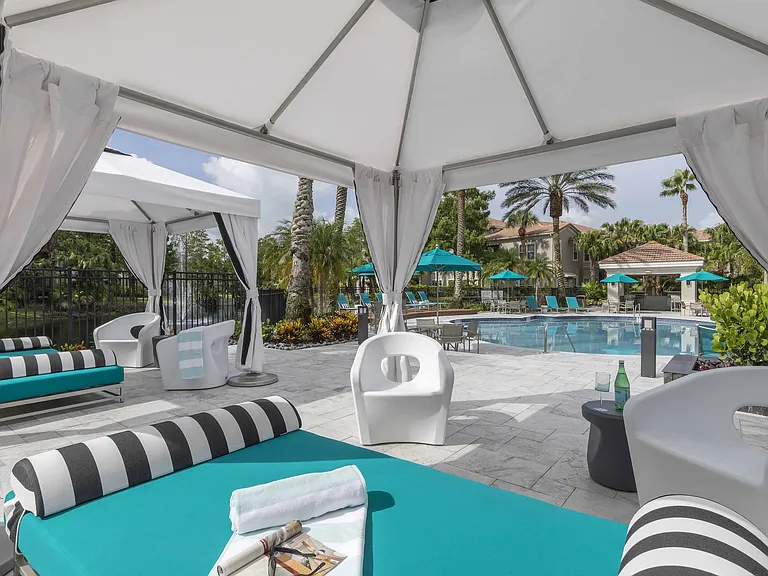 Luxurious poolside cabanas