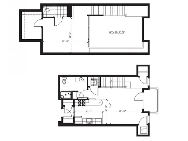 Floor plan Lofted 1 Bed 2 Bath