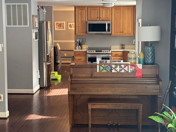 view from the living room into the kitchen