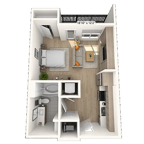 Floor plan S1 0x1 509 SF