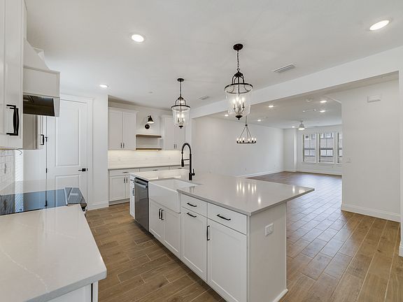 Kitchen overlooking dining area