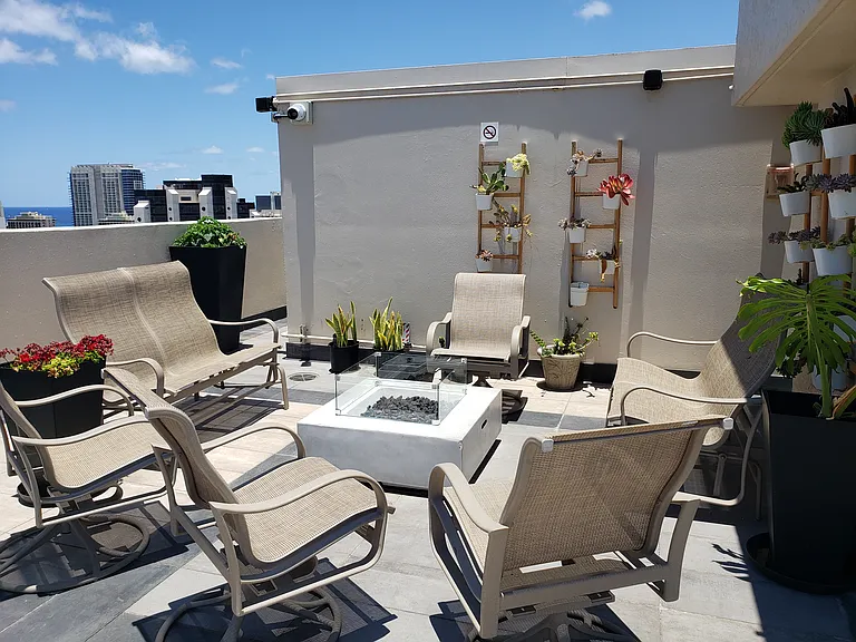 Roof Top deck firepit for a nice conversation or fireside chat