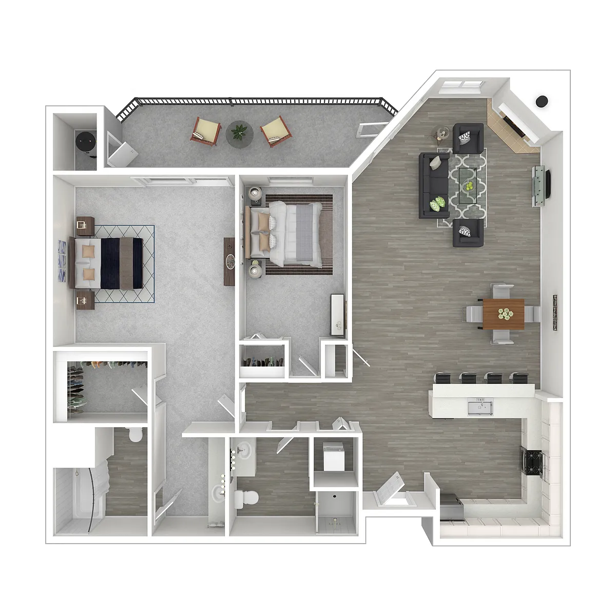 Floor plan 2 Bed, 2 Bath B