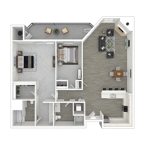 Floor plan 2 Bed, 2 Bath B
