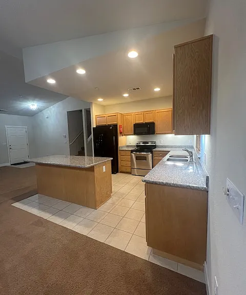 Open concept kitchen with island
