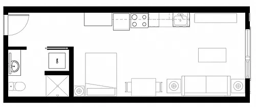 Floor plan The Cinelli: Studio 463 SF