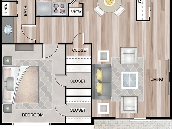 1 BEDROOM 1 BATH 860 SQFT