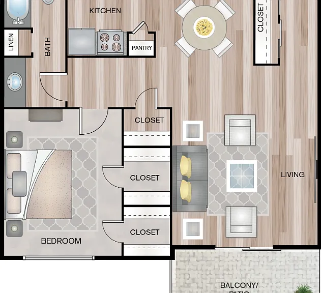 ONE BEDROOM ONE BATH 860 SQFT