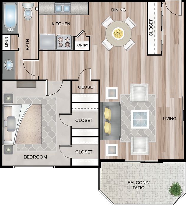 1 BEDROOM 1 BATH 860 SQFT