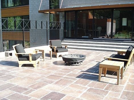 patio above pool area