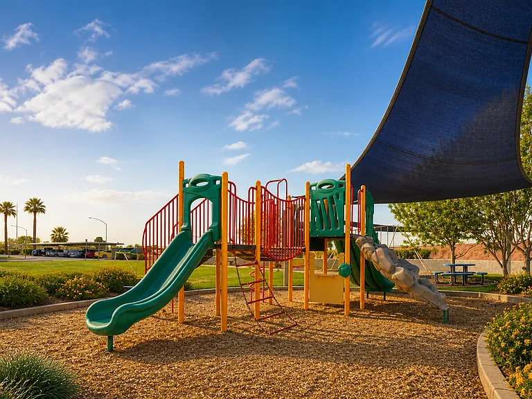 Colorful playground under sunny skies