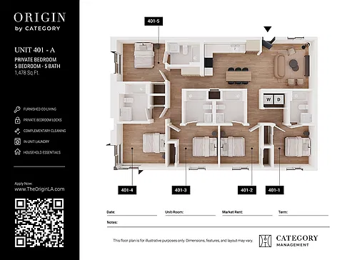 Floor plan 401 (A) - Private Bedroom in 5 BR / 5 BA