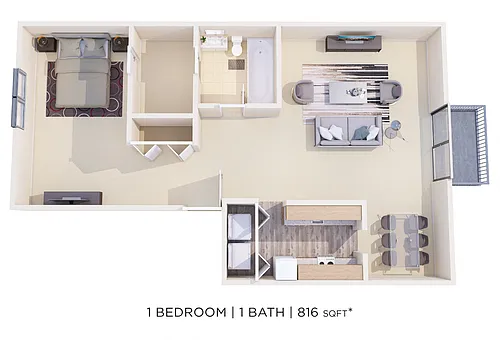 Floor plan One Bedroom - 816 sqft