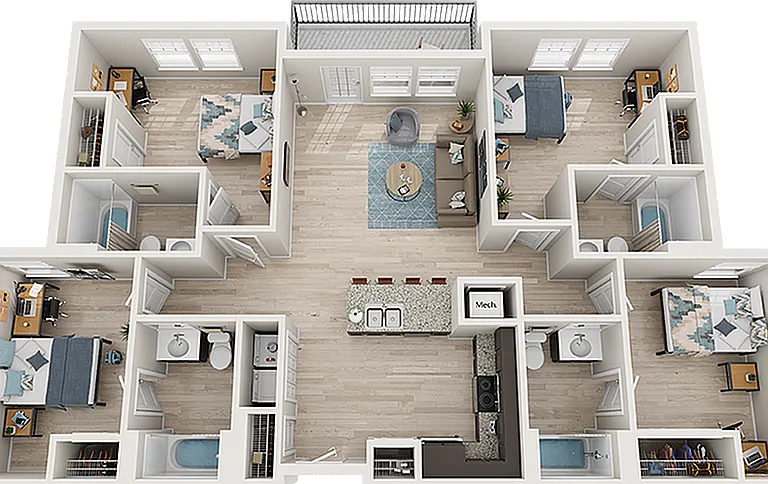 The Park on Morton 4x4 Balcony Platinum Floor Plan