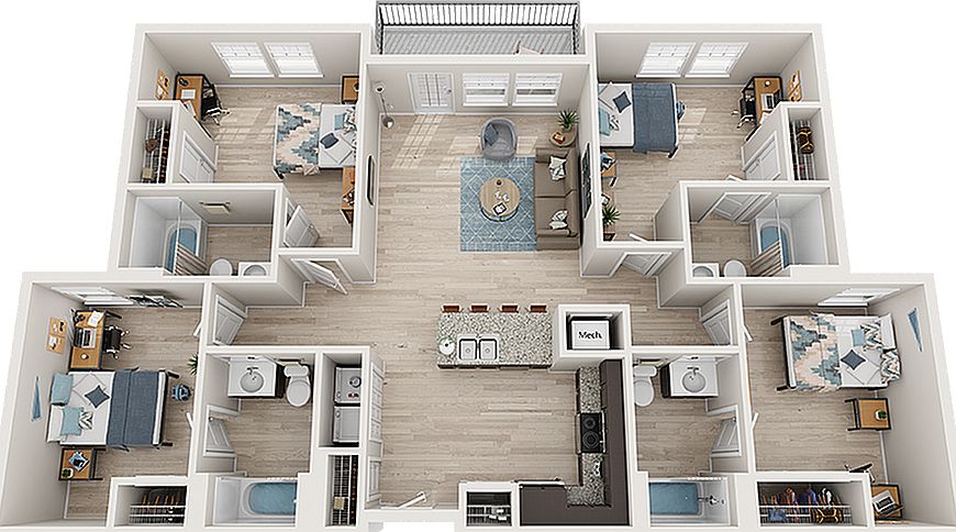 The Park on Morton 4x4 Balcony Platinum Floor Plan