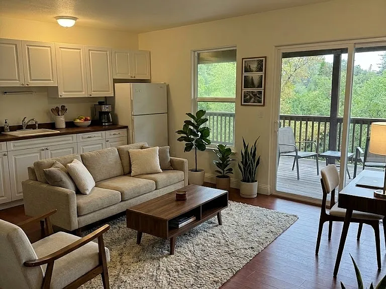 Room with small kitchen