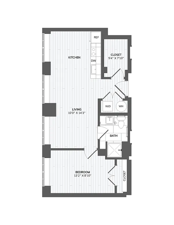 Floor plan 1 Bed 1 Bath-B3b