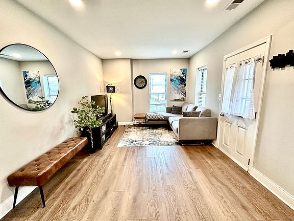 Living room with access to private deck