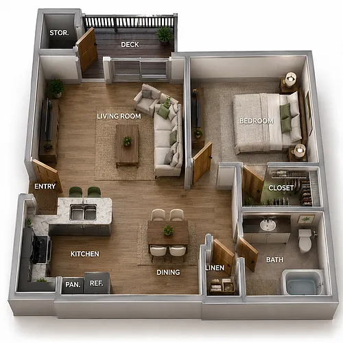 Floor plan One Bedroom Luxury