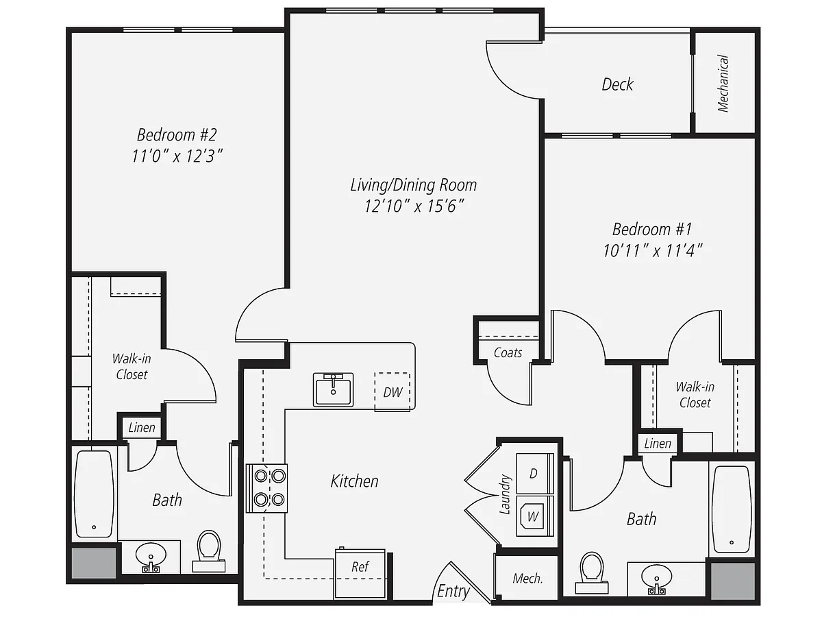 Floor plan 2 Bed/2 Bath-B3