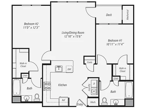 Floor plan 2 Bed/2 Bath-B3