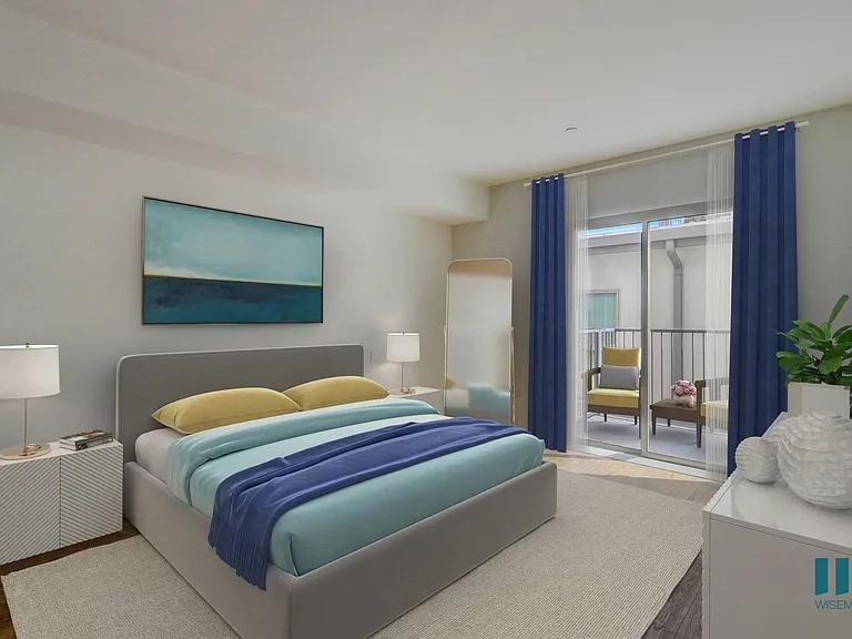 Spacious Bedroom with Vinyl Flooring and Patio