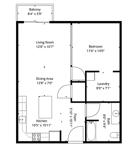 Floor plan 1 Bedroom 1B-2