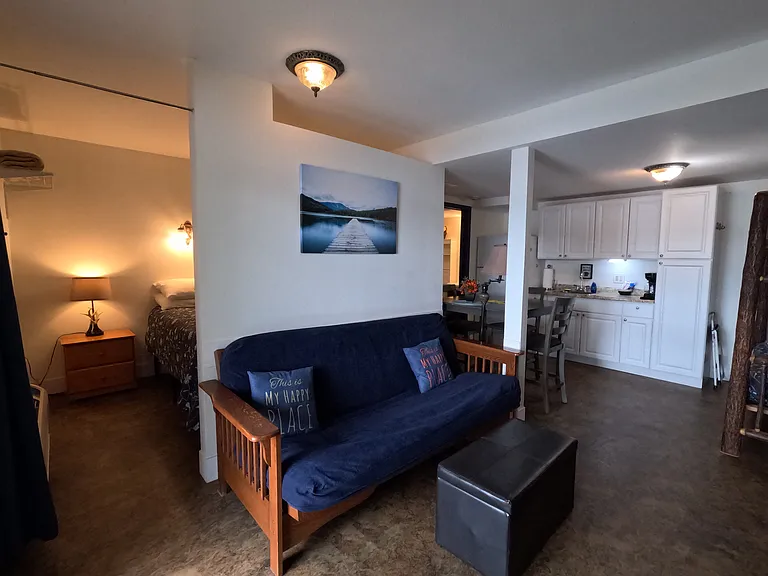 queen bedroom and main living area