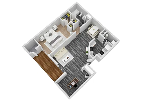 Floor plan One Bedroom/One Bathroom - 740 Sq. Ft.