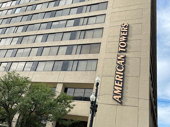 South tower and main entrance on Broadway (300 S.)