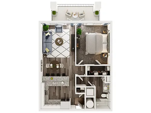 Floor plan 1 Bed 1 Bath D
