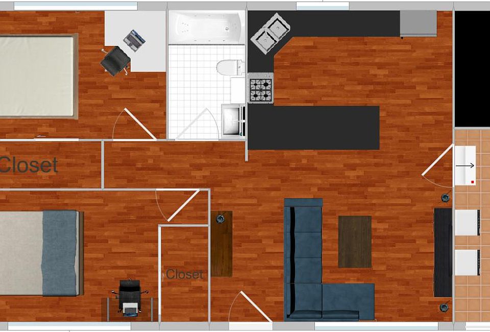 Layout- Upper left room is available