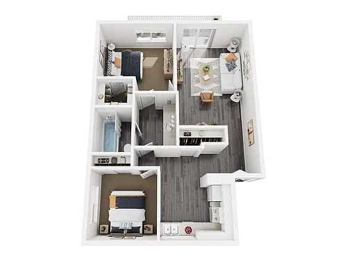 Floor plan 2 Bed, 1 Bath
