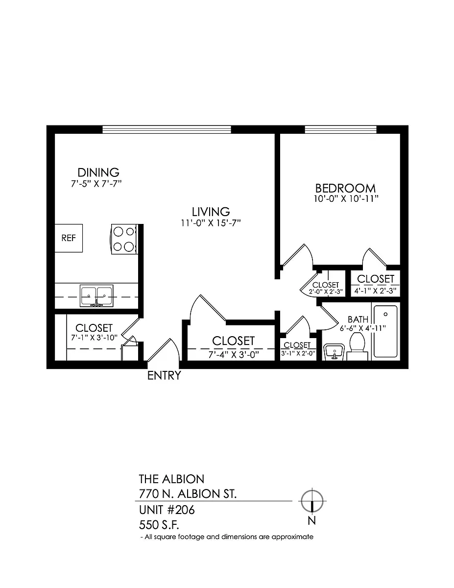 Floor plan 1 Bedroom, 1 Bath