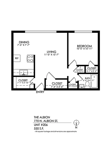 Floor plan 1 Bedroom, 1 Bath