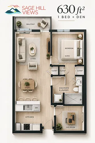 Floor plan 1 Bed+Den
