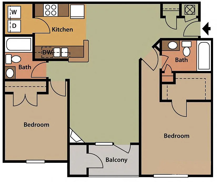 Floor plan 2 Bedroom 2 Bath