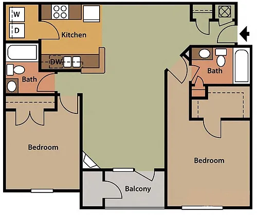 Floor plan 2 Bedroom 2 Bath