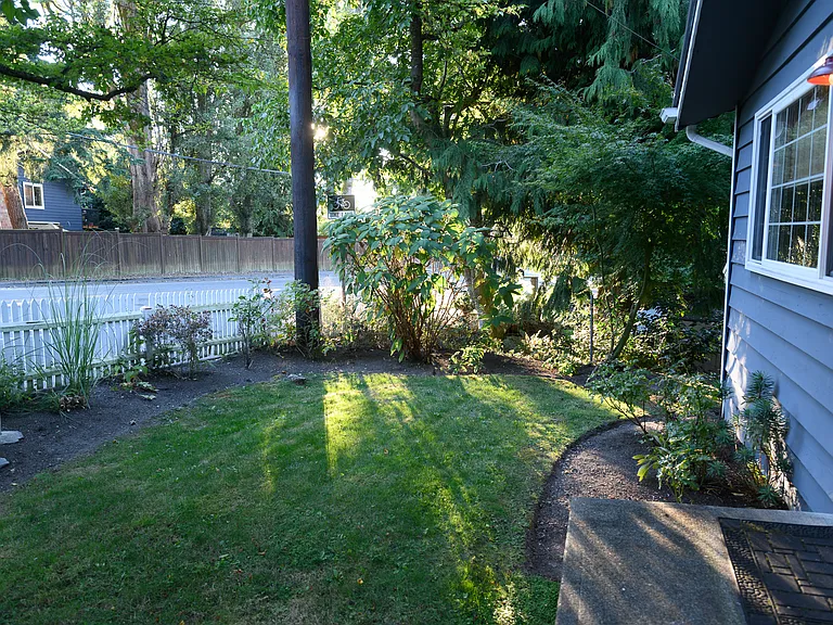The front yard on Bowdoin. Already planted, but with room so that you can try some gardening too.