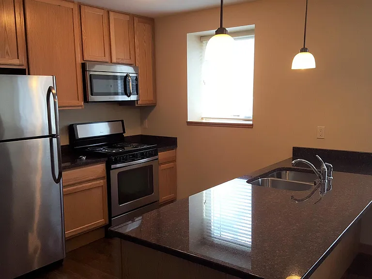 Kitchen with stainless steel appliances