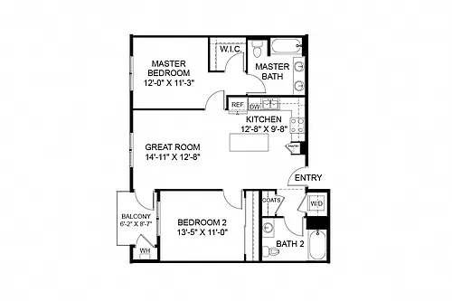 Floor plan 2 Bedroom 2A
